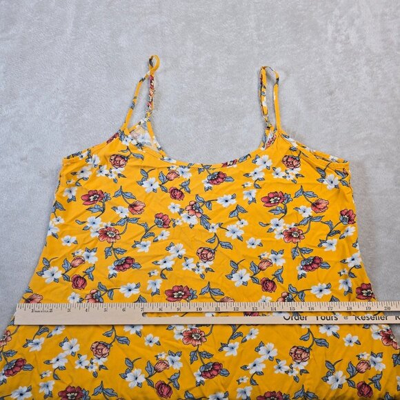 Floral Sundress Size Medium Yellow Flower Print Dress Summer Boho Beach Resort - Picture 9 of 15